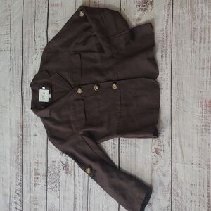 CHAUS LINEN BLEND CASUAL BLAZER